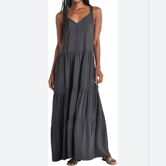 Splendid Women's Haven Embroidered Eyelet Maxi Dress, Strapless, Black, Size XS - Picture 1 of 12